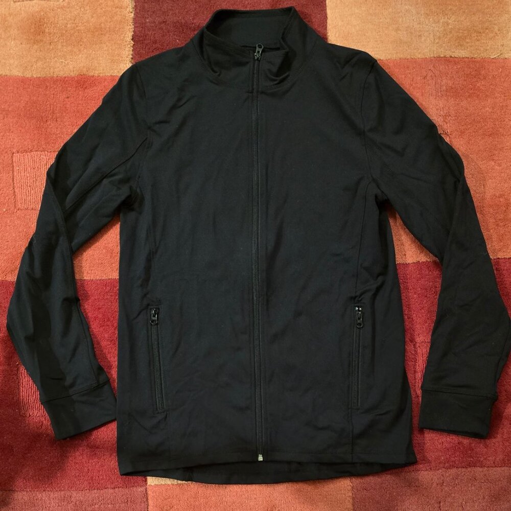 MENS KNIT FULL ZIP WORKOUT JACKET BLACK SIZE M